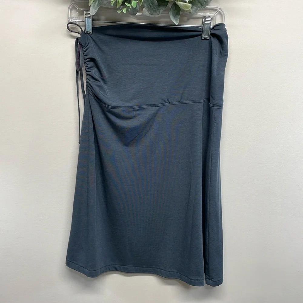 Athleta Slate Blue Midi Skirt with Side Drawstring